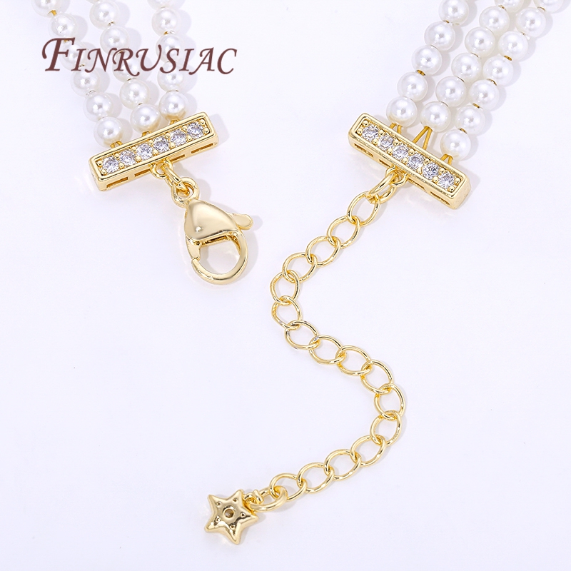 18K Gold Plated 3-row Pearl Ne - Pearl Trim Chain review and price