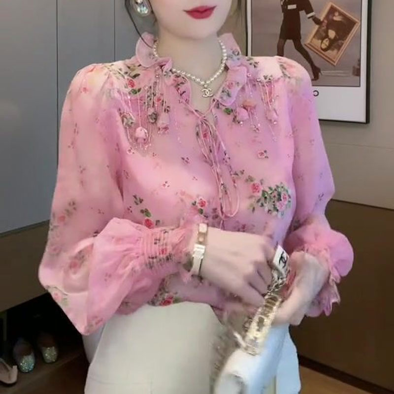 Korean Broken Flowers Printed  - Tassel Fringe Trim review and price