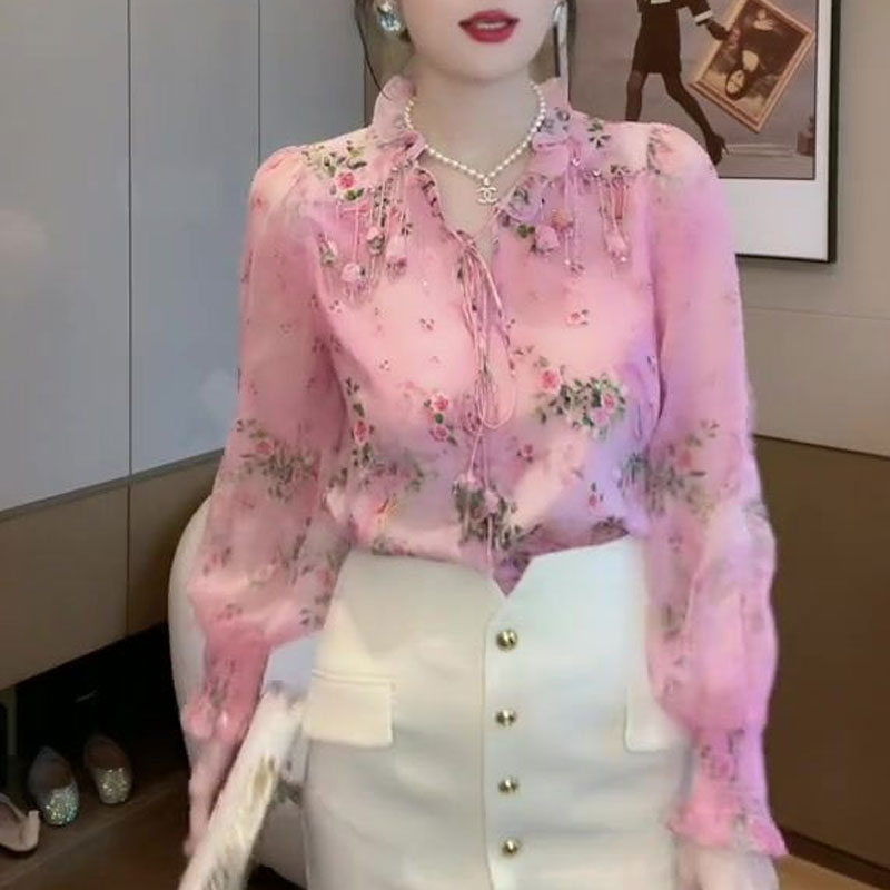 Korean Broken Flowers Printed  - Tassel Fringe Trim review and price
