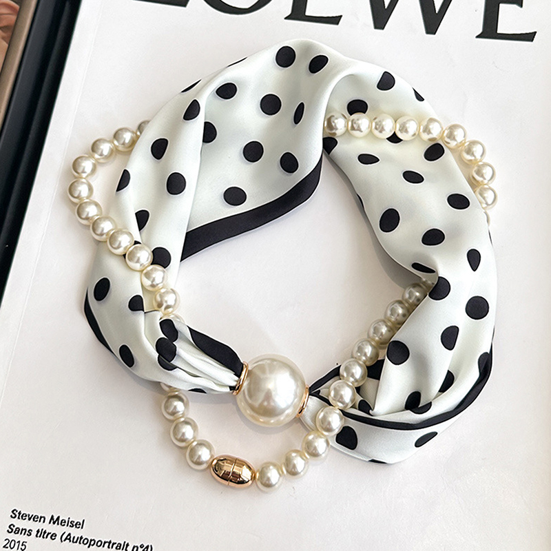 Satin Neck Scarf with Pearls C - Pearl Trim Chain review and price