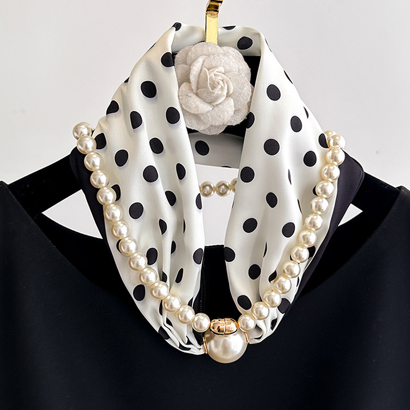 Satin Neck Scarf with Pearls C - Pearl Trim Chain review and price