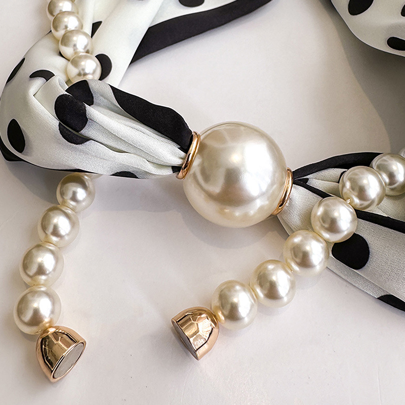 Satin Neck Scarf with Pearls C - Pearl Trim Chain review and price