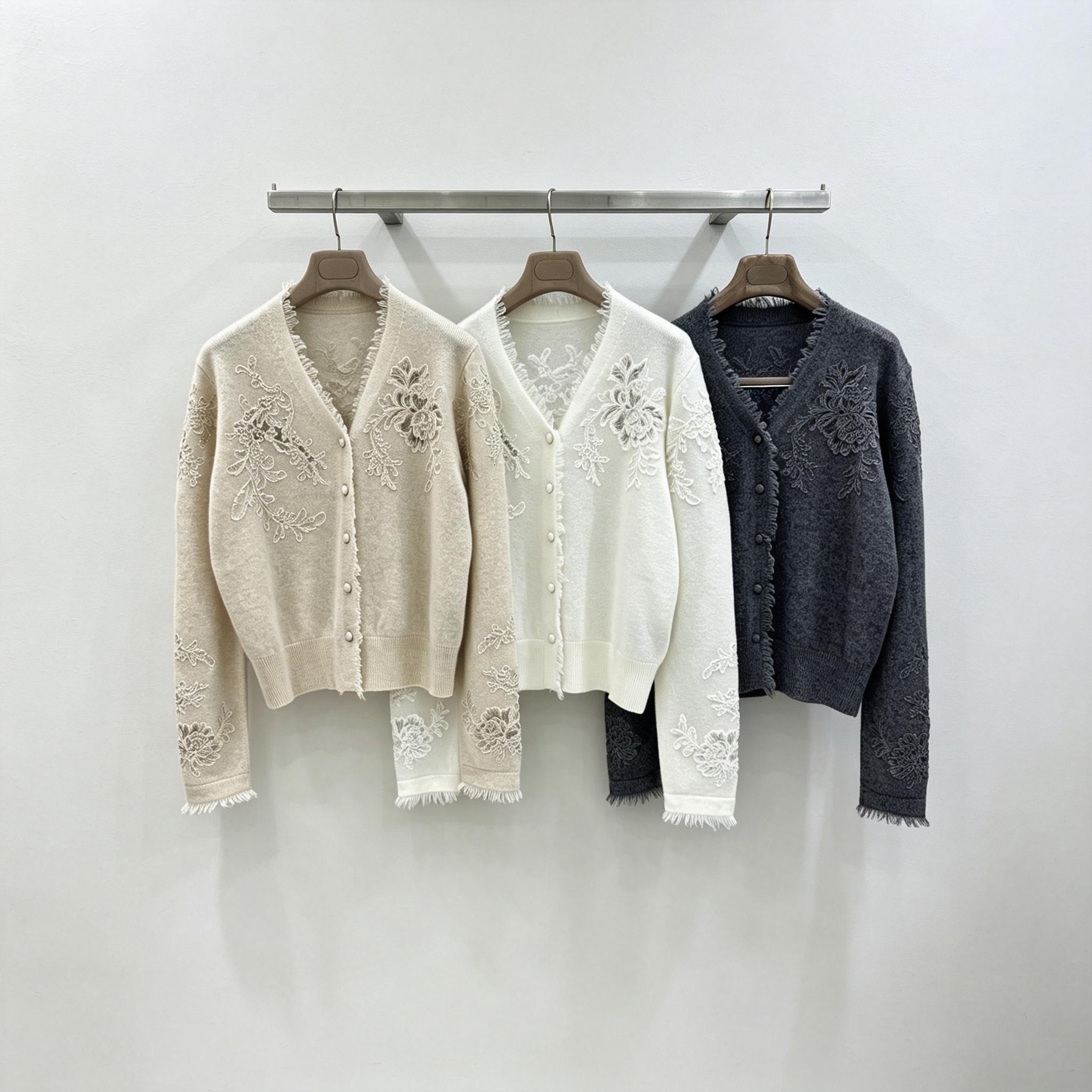 Women V‑Neck Knit Cardigan Flo - Tassel Fringe Trim review and price