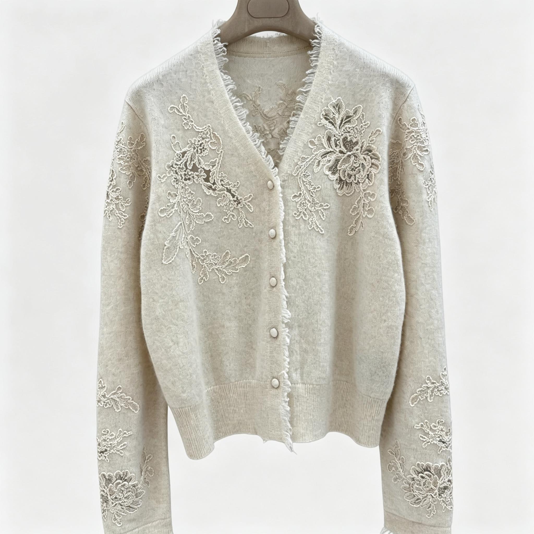 Women V‑Neck Knit Cardigan Flo - Tassel Fringe Trim review and price