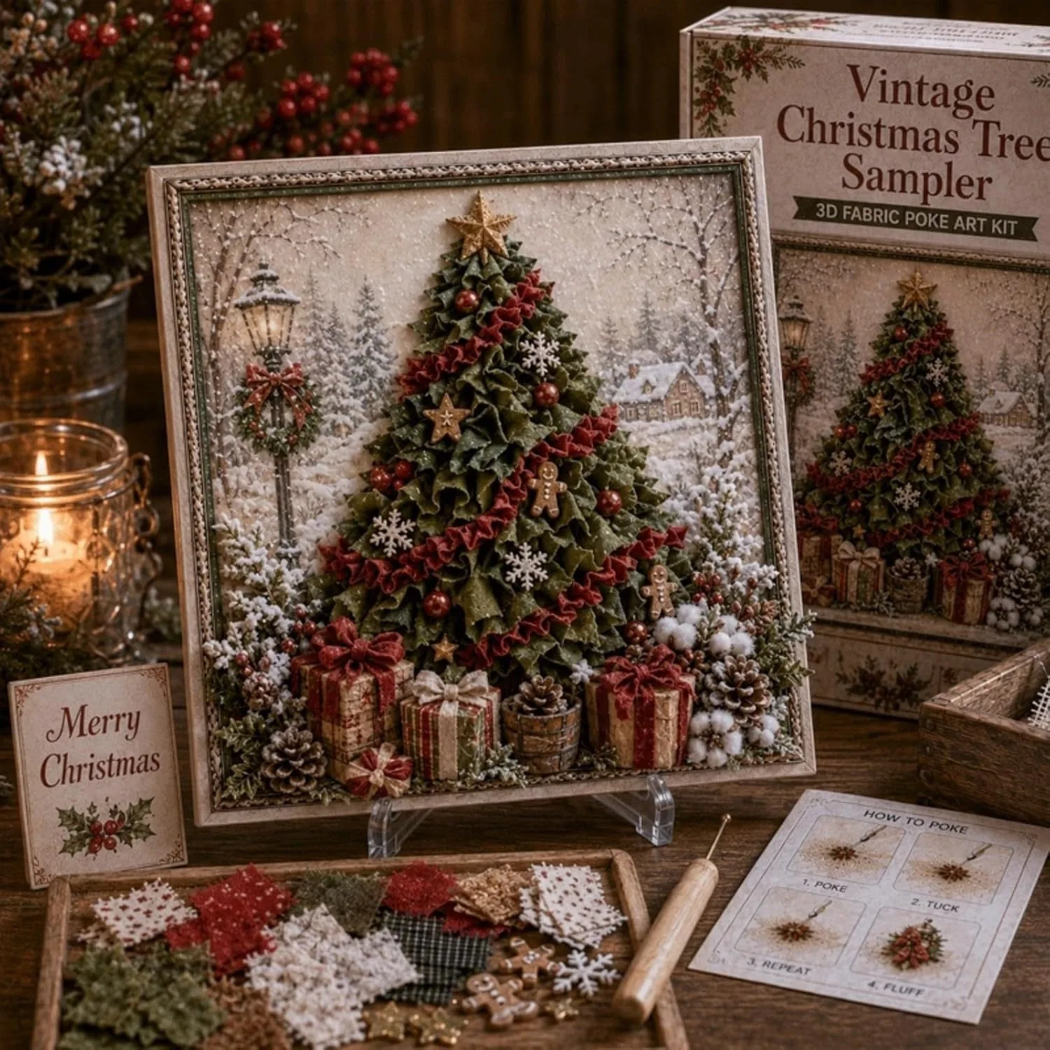 Vintage Christmas Fabric Poke  - Embroidery Craft review and price