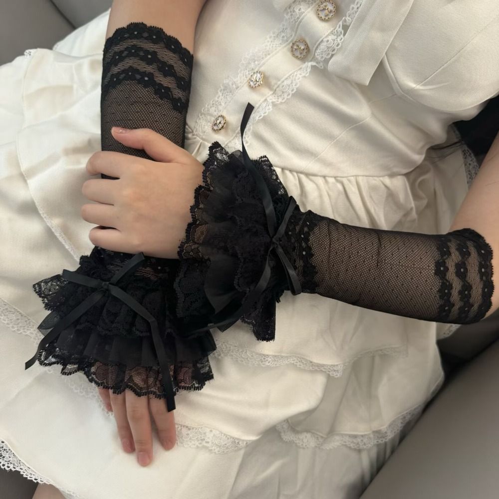 Hollow Out Lace Fingerless Glo - Elastic Lace Trim review and price