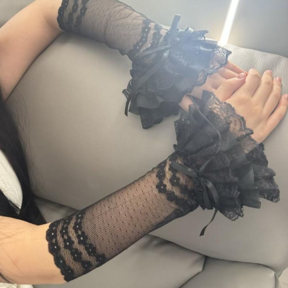 Hollow Out Lace Fingerless Glo - Elastic Lace Trim review and price